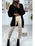 Legging beige avec joli motif coupé et doublé en résille - 6
