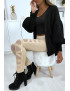 Legging beige avec joli motif coupé et doublé en résille - 8