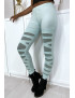 Legging vert d'eau avec joli motif coupé et doublé en résille - 2