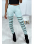Legging vert d'eau avec joli motif coupé et doublé en résille - 7