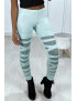 Legging vert d'eau avec joli motif coupé et doublé en résille - 8