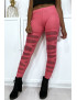 Legging fuchsia avec joli motif coupé et doublé en résille - 1