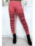 Legging fuchsia avec joli motif coupé et doublé en résille - 2