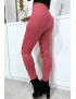 Legging fuchsia avec joli motif coupé et doublé en résille - 5