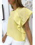 Blouse jaune à volant avec trois boutons à l'épaules - 3