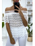 Blouse blanche en dentelle avec col bateau - 2
