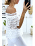 Blouse blanche en dentelle avec col bateau - 5