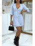 Robe d'été bleue boutonné avec dentelle - 2