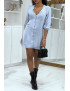 Robe d'été bleue boutonné avec dentelle - 3