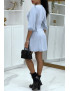 Robe d'été bleue boutonné avec dentelle - 4