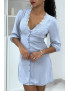 Robe d'été bleue boutonné avec dentelle - 5
