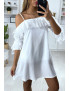 Robe blanche à volant avec épaules denudées - 2