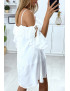 Robe blanche à volant avec épaules denudées - 5