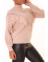 Pull taupe à motif V et détails volants - 4