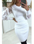 Robe pull blanc avec manches en tulle - 2