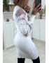 Robe pull blanc avec manches en tulle - 6
