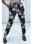 Pantalon fluide gris à motif floral B-60 - 3