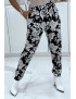 Pantalon fluide noire à motif floral B-60 - 4