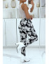 Pantalon fluide noire à motif floral B-60 - 5