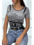Tee shirt gris imprimé avec fermeture eclair - 2