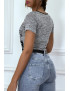 Tee shirt gris imprimé avec fermeture eclair - 3