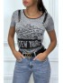 Tee shirt gris imprimé avec fermeture eclair - 4