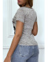 Tee shirt taupe imprimé avec fermeture eclair - 1
