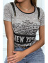 Tee shirt taupe imprimé avec fermeture eclair - 2