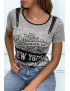 Tee shirt taupe imprimé avec fermeture eclair - 3