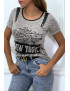 Tee shirt taupe imprimé avec fermeture eclair - 5