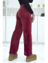 Pantalon jogging bordeaux effet velours côtelé et molletonné  - 4