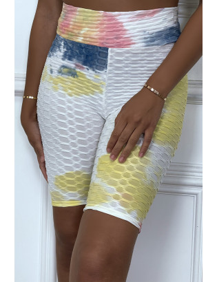 Cycliste tie and dye jaune push-up et anti-cellulite - 2