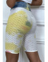 Cycliste tie and dye jaune push-up et anti-cellulite - 3
