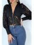 Haut noir en dentelle style chemisier vintage - 3