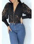 Haut noir en dentelle style chemisier vintage - 4
