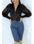 Haut noir en dentelle style chemisier vintage - 5