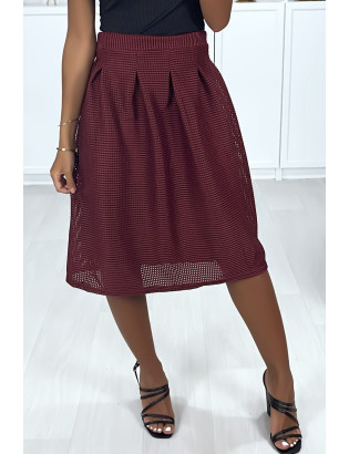 Jupe 3/4 bordeaux doublé avec plis à la taille - 2