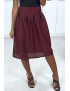 Jupe 3/4 bordeaux doublé avec plis à la taille - 2