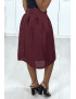 Jupe 3/4 bordeaux doublé avec plis à la taille - 3