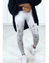 Legging gris matière brillant et extensible effilé à l'avant - 2