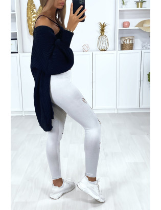 Legging gris matière brillant et extensible effilé à l'avant - 4
