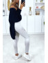 Legging gris matière brillant et extensible effilé à l'avant - 4