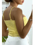 Débardeur jaune en dentelle doublé avec bretelle amovible - 5
