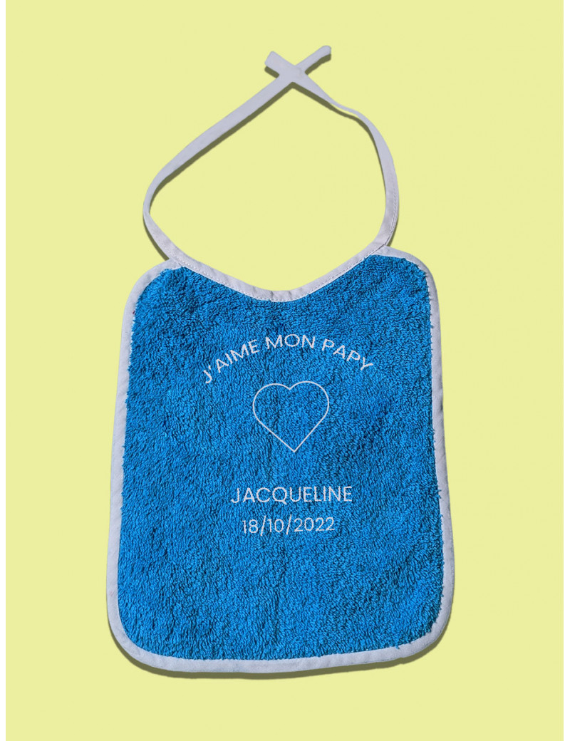 BAVOIR PERSONNALISE GARCON "BLEU"- J'AIME MON PAPY